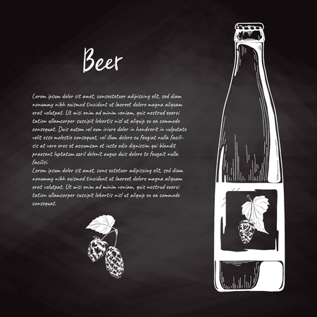 Beer bottle in sketch style. Vector illustration for bar menu.のイラスト素材