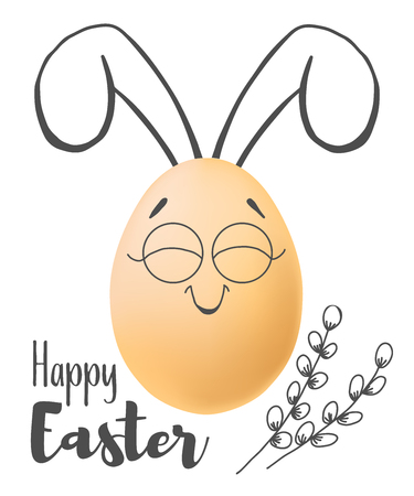 Realistic eggs with painted elements. Happy easter. Vector illustrationのイラスト素材