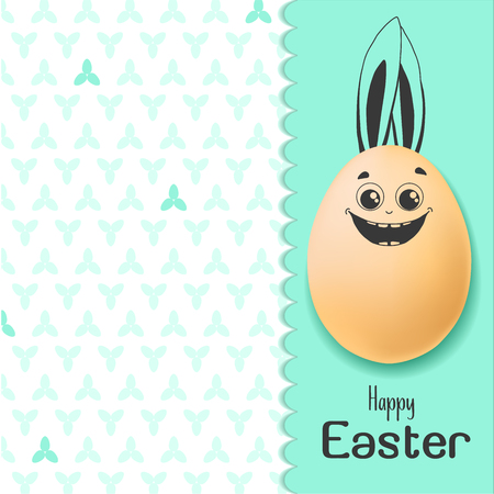 Color Easter card with realistic eggs and hand-drawn elements. Vectorのイラスト素材