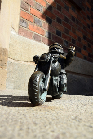 Poland, Wroclaw - May 2018: Wroclaw Dwarfs - Motorcyclist Dwarf "Valve stem".のeditorial素材