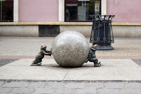 Poland, Wroclaw - April 2018: Wroclaw Dwarfs - Sisyphus dwarfs.のeditorial素材