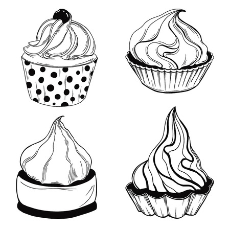 Set of cakes. Sweets isolated on a white background. Vectorのイラスト素材