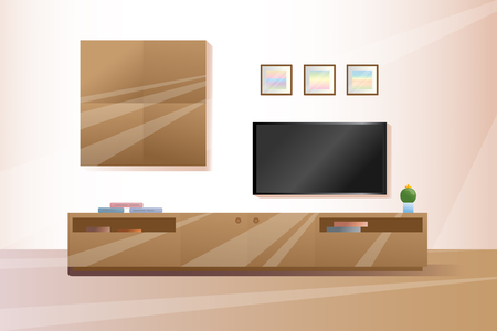 Furniture under the TV. Furniture in a flat style. Interior vector illustrationのイラスト素材