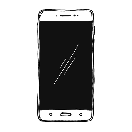 Sketch smartphone. The phone is isolated on a white background. Vector illustration.のイラスト素材