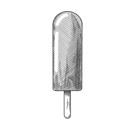 Realistic sketch of ice cream on a stick. Vector illustration in sketch style.のイラスト素材