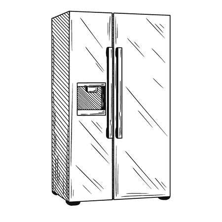 Refrigerators isolated on white background. Vector illustration of a sketch style.のイラスト素材