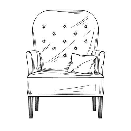 Realistic sketch armchair isolated on white background. Vector illustration in sketch style.のイラスト素材