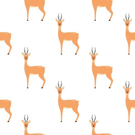 Seamless pattern with deer, doe, roe deer. Vector illustrations in the Scandinavian style.のイラスト素材