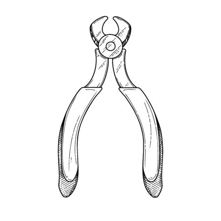 Pliers pincers hand tool isolated on white background. Vector illustrationのイラスト素材