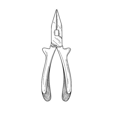 Pliers pincers hand tool isolated on white background. Vector illustrationのイラスト素材