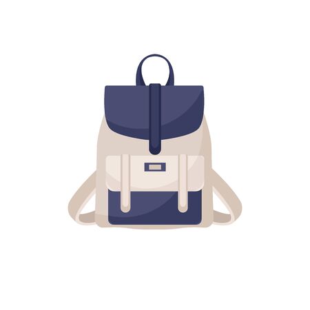 Backpack in a flat style is isolated on a white background. Vector illustration in a flat style.のイラスト素材
