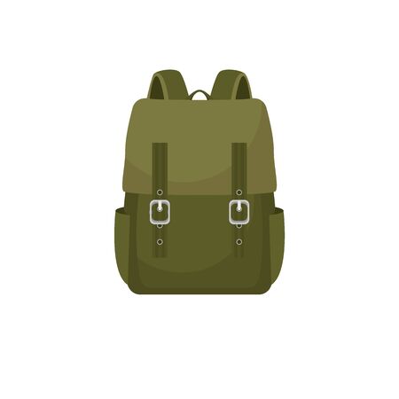 Backpack in a flat style is isolated on a white background. Vector illustration in a flat style.のイラスト素材