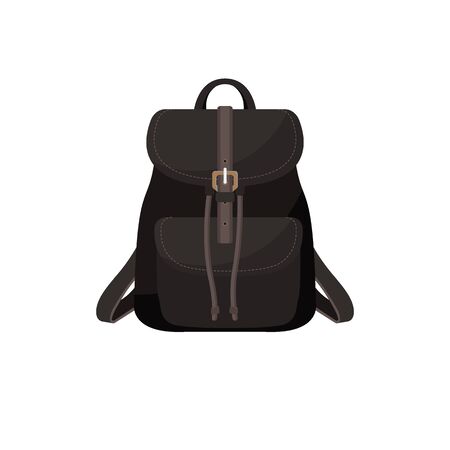 Backpack in a flat style is isolated on a white background. Vector illustration in a flat style.のイラスト素材
