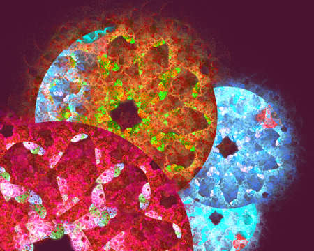 Digitally generated image made of colorful fractal to serve as backdrop for projects related to...