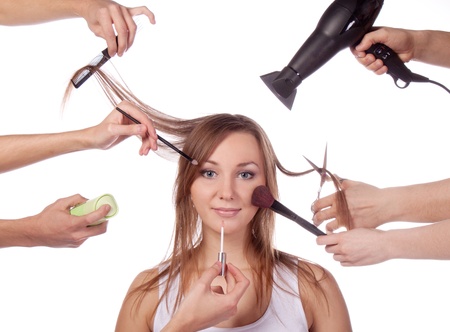 Make-up, cut, many handsの写真素材