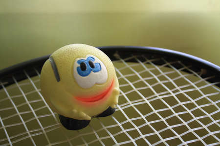 the ball on the racketの写真素材