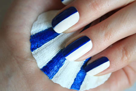 manicure in a marine styleの写真素材