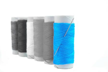 sewing threds isolated loseupの写真素材