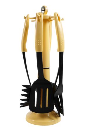 plastic kitchen tools isolated closeupの写真素材