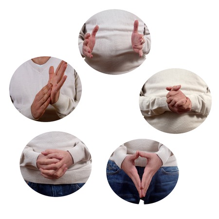 young man body language postures set closeup young man body language postures set closeup