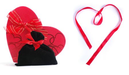 Heart shape with little presents set isolatedの写真素材