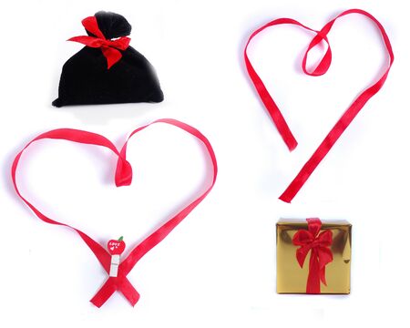 Heart shape with little presents set isolatedの写真素材