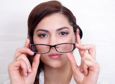 Young beautiful businesswoman wears glasses portraitの写真素材