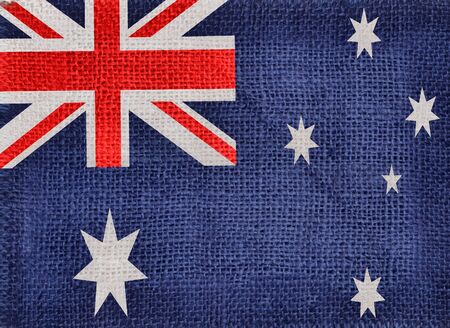 Australian flag printed on fabricの写真素材