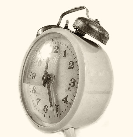 Vintage alarm clock isolated closeup