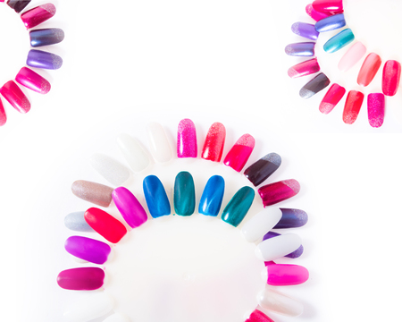 Color palette of nail polish closeup isolatedの写真素材