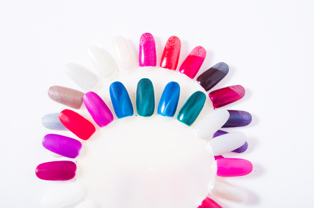 Color palette of nail polish closeup isolatedの写真素材