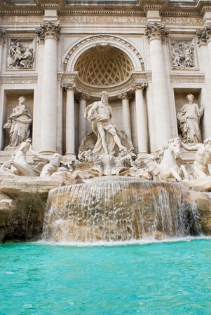 View of famous Trevi Fountain in the Trevi rione in Rome, Italyの写真素材