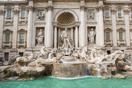 View of famous Trevi Fountain in the Trevi rione in Rome, Italyの写真素材