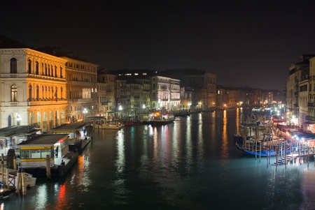 View of Grand Canal in the night in Venice, Italyのeditorial素材