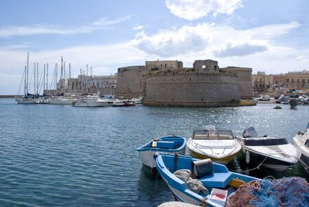 Apulia, Italy, Europe - Sea and castle in Gallipoliのeditorial素材