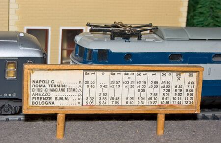 Model trains in railway station のeditorial素材