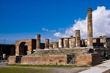 The temple of Jupiter in the archeological excavations of Pompeii, Italy