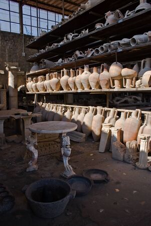 Finds in the archeological excavations of Pompeii, Italyの写真素材