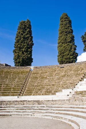 The theatre of the archeological excavations of Pompeii, Italyの写真素材