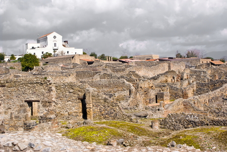View of archeological excavations of Pompeii, Italyの写真素材