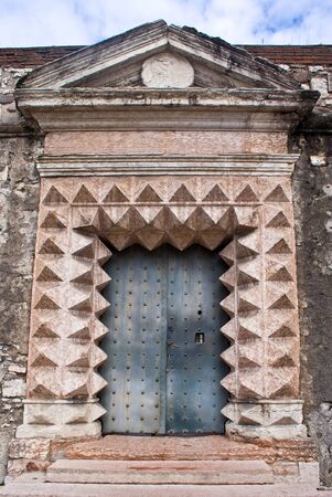 A doorway in the walls of Buonconsiglio Castle in Trento, Italyのeditorial素材