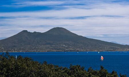 Vesuvius and gulf of Naples, Italyの写真素材