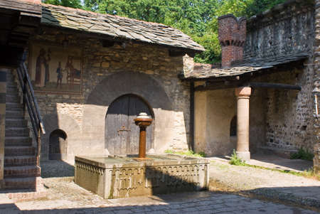 Fountain in the medieval village in Turin, Italyのeditorial素材