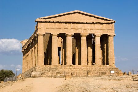 Temple of Concordia in the Valley of the Temples, Agrigento in Italyの写真素材