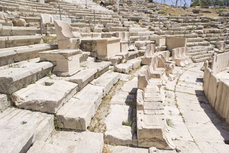 Seating areas in the Theatre of Dionysus, Acropolois of Athensの写真素材