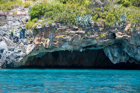 View of Lion Cave at Dino Island in Calabria, Italyの写真素材