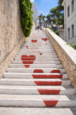 Stairway of love in Vieste, Apulia in Italy