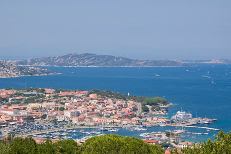 View of La Maddalena village in Sardinia, Italyの写真素材