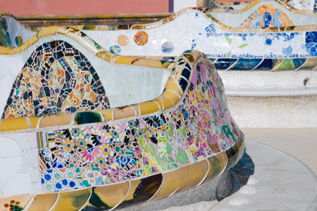 Nature Square in the Park Guell, Barcelona in Spainの写真素材