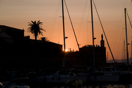 Details of Alghero village at sunset in Sardinia, Italy